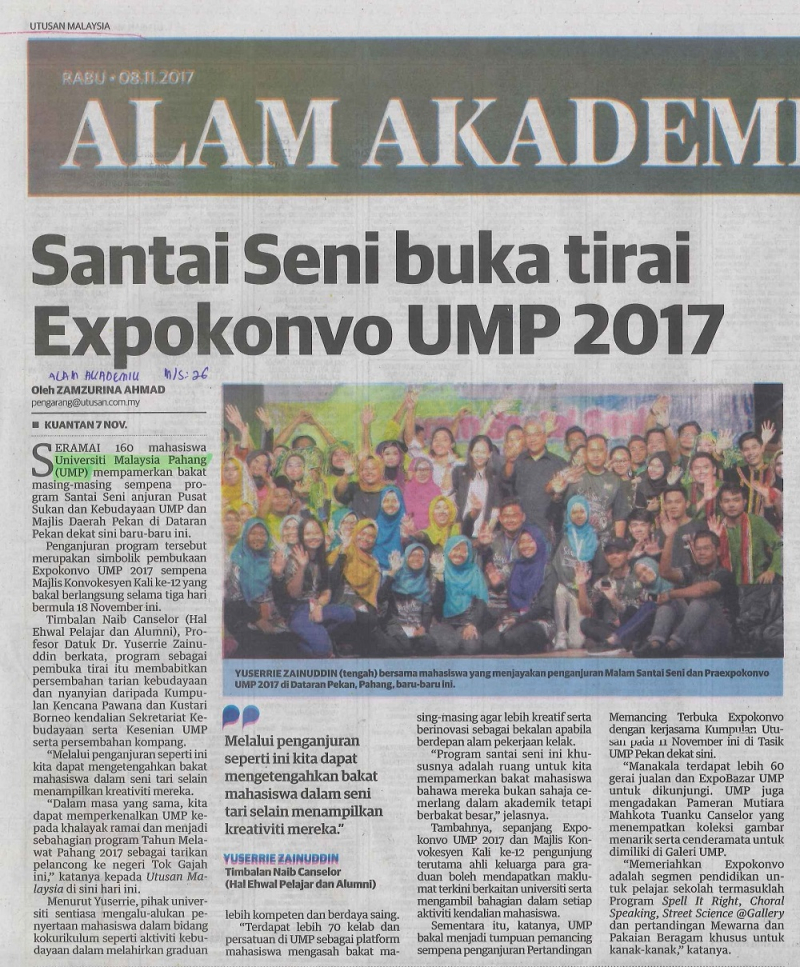 Santai seni buka tirai expokonvo UMP 2017