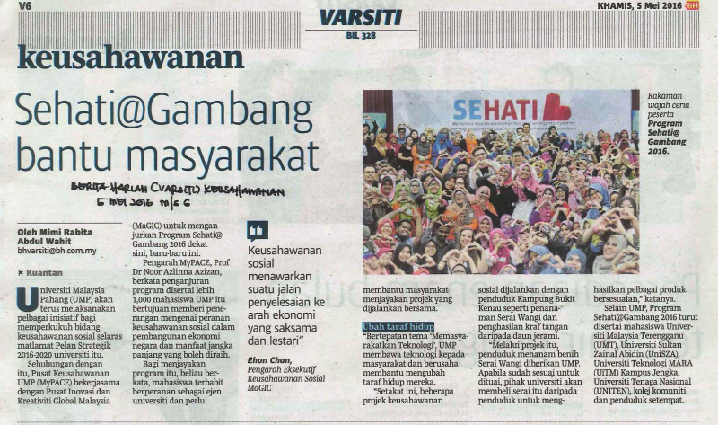 Sehati @Gambang bantu masyarakat