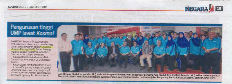 Pengurusan tinggi UMP lawat Kosmo!