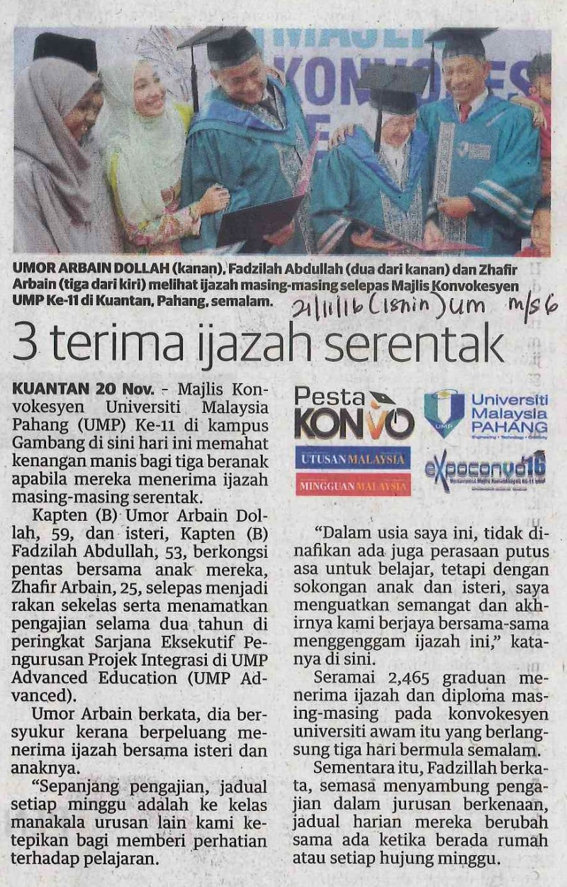 3 terima ijazah serentak