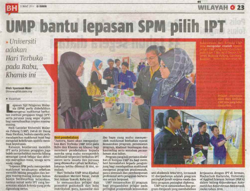 UMP bantu lepasan SPM pilih IPT