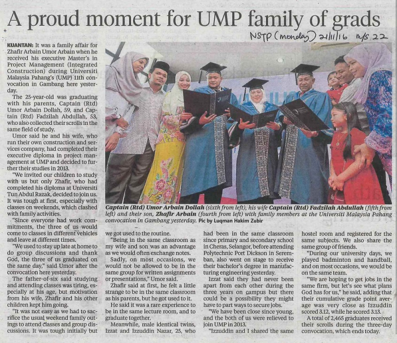 A proud moment for UMP family of grads