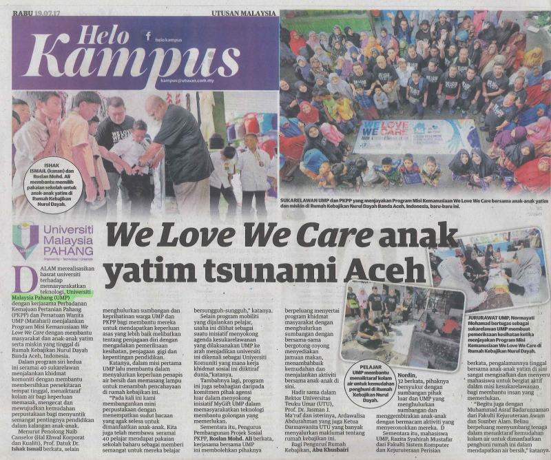 We Love We Care anak yatim tsunami Aceh