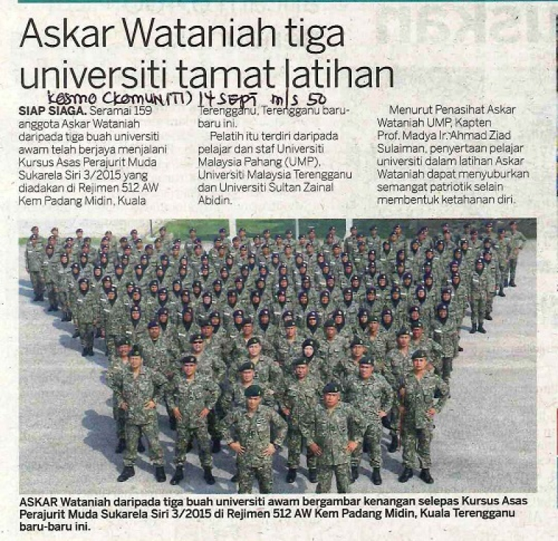 Askar Wataniah Tiga Universiti Tamat Latihan