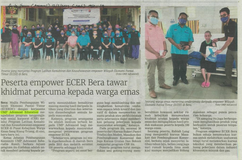 Peserta empower ECER Bera tawar khidmat percuma kepada warga emas