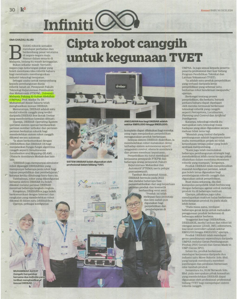 Cipta robot canggih untuk kegunaan TVET