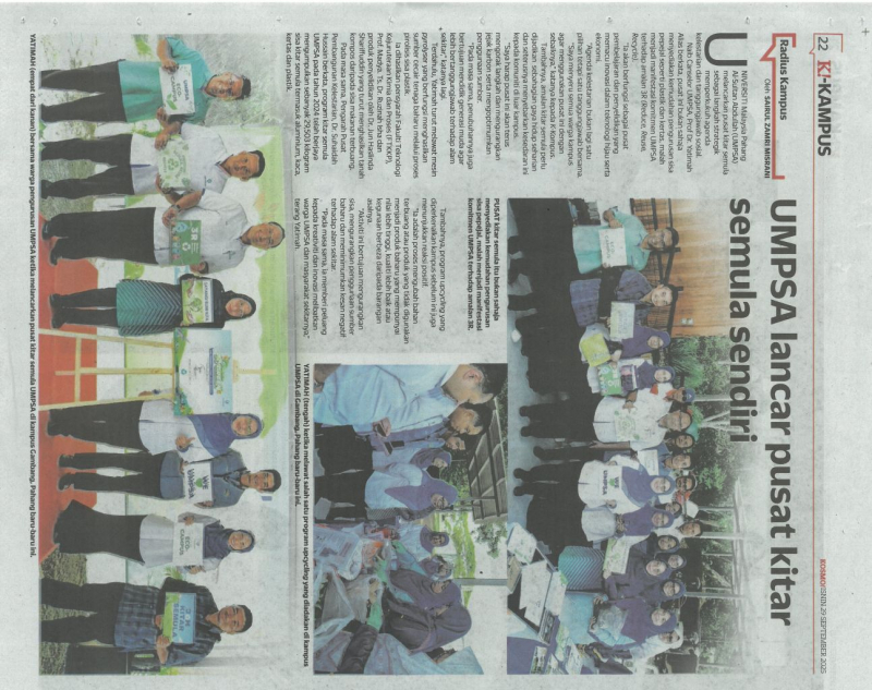 UMPSA lancar pusat kitar semula