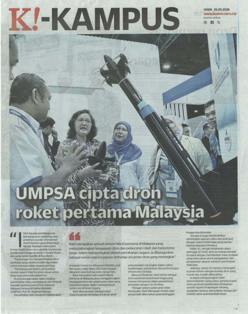 UMPSA cipta dron roket pertama Malaysia 