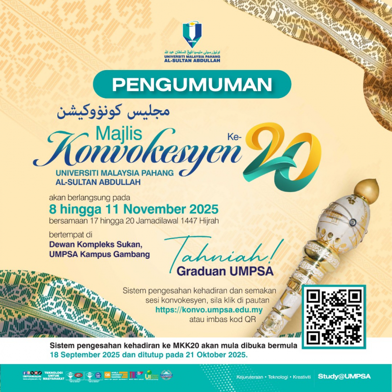 MAJLIS KONVOKESYEN UNIVERSITI MALAYSIA PAHANG AL-SULTAN ABDULLAH KE-20 (MKK20) 