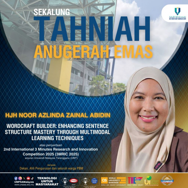 Penyelidik UMPSA cipta Wordcraft Builder bawa pulang emas di pentas antarabangsa 3MRIC 2025