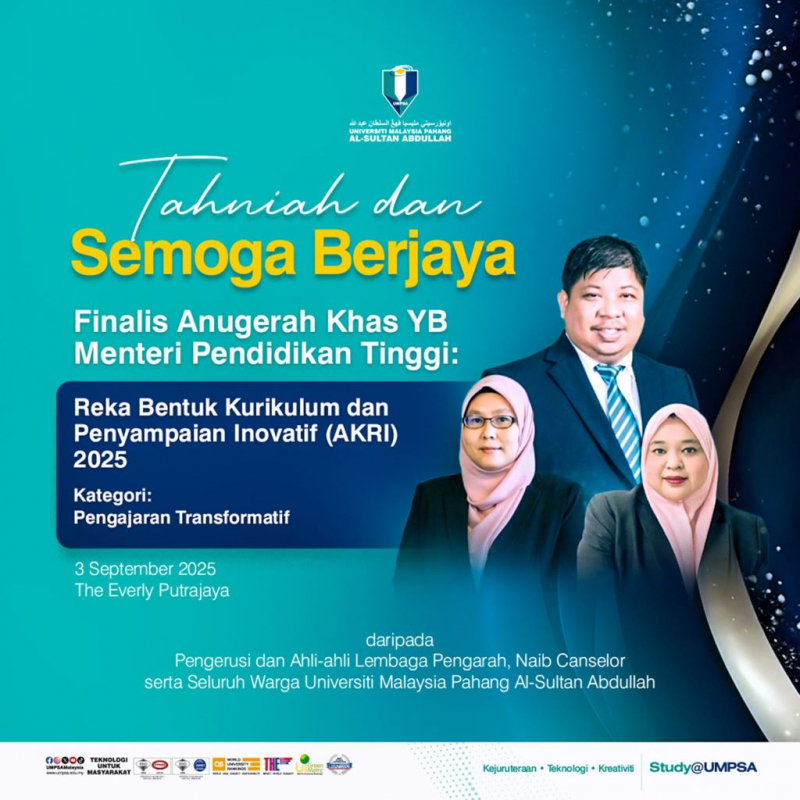 UMPSA terpilih sebagai finalis Anugerah Khas YB Menteri Pendidikan Tinggi (AKRI) 2025
